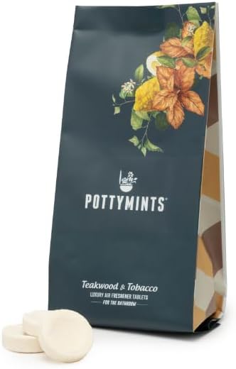 Potty Mints Ambientador disoluble para inodoro  Madera de teca  Larga duración, no tóxicas  Fabricado en los Estados Unidos  Embalaje discreto,