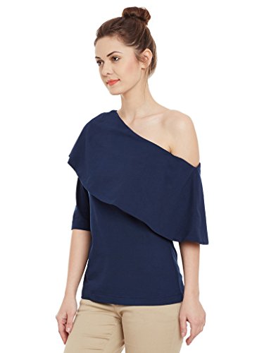 Image of Miss Chase Women's Black One Shoulder Half Sleeved Solid Layered Top