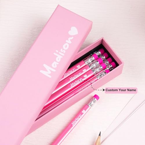 Lápices HB personalizados con caja rosa miniatura 2