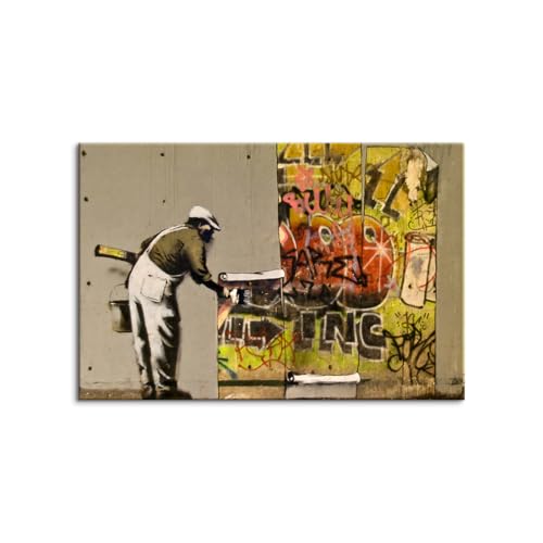 モダン 雑貨 アート キャンバス パネル バンクシー Banksy 木枠付きの完成品 長方形 絵画 油絵 風景画 (70x100cm(28x40in),D)