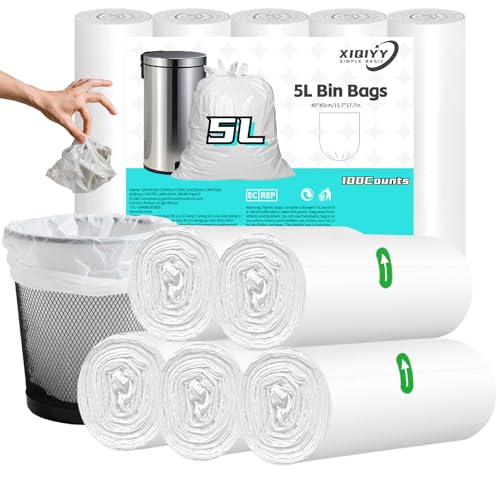 XIQIYY Reißfeste Müllbeutel 5L Klein 100 Stück Weiß Mini