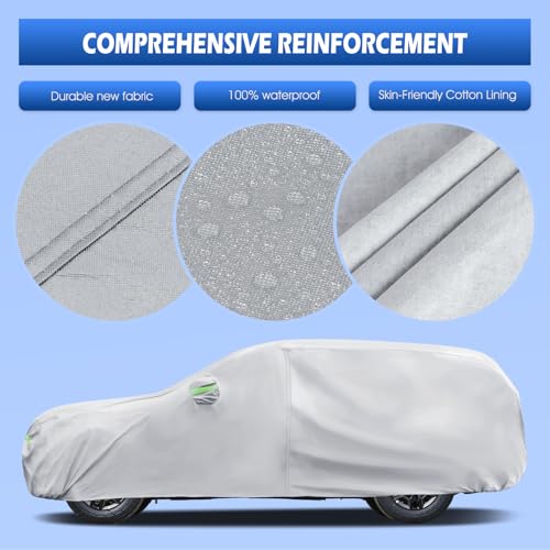 Image of Car Cover Custom Fit for Ford Explorer 1995-2026, Migaven Waterproof Full Exterior Cover Sun Rain Protection with Door Zipper and Cotton Lining, Silver