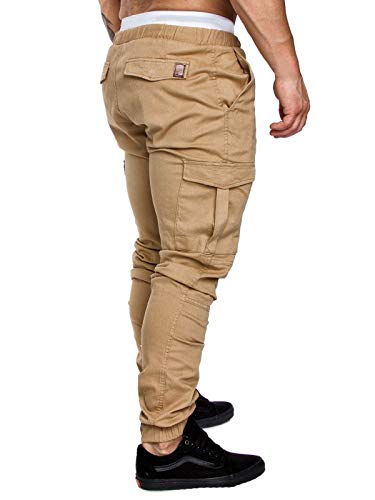 Yidarton Men's Cargo Pants Slim Fit Casual Jogger Pant Chino Trousers Sweatpants(kh,m) Khaki
