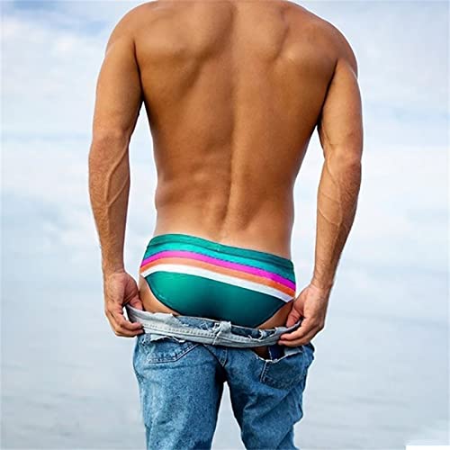 JEShifangjiusu Men'S Sexy Swim Trunks Skinny Low Rise Swimming Briefs Bikini Stripe Board Shorts Swimwear Surfing Short2
