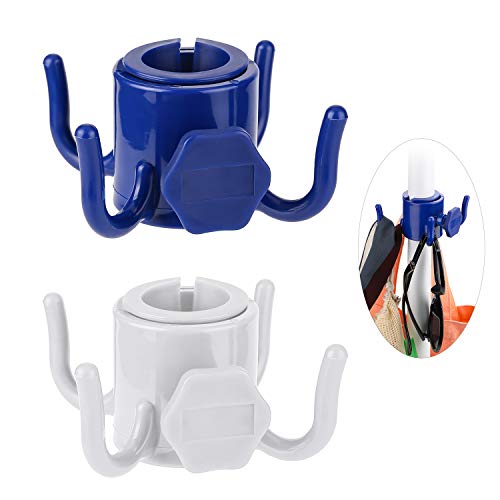 TAGVO 2 Pack Beach Umbrella Hanging Hook, 4-prongs Plastic Umbrella Hook Hanging