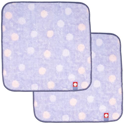 ニシオ(Nishio) 今治タオル 認定 ハンドタオル 2枚セット 日本製 綿100% 20cm 両面パイル 吸水 水玉 模様 ドット 今治ミニタオルハンカチ ブルーギフト プレゼント 敬老の日