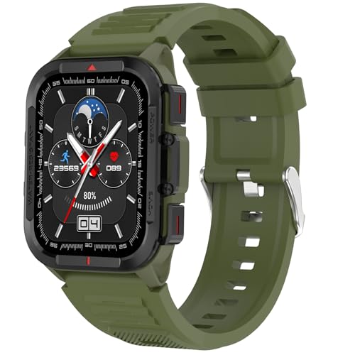 Bebinca Reloj Inteligente Hombre Mujer,1,72" Smartwatch con Llamadas Bluetooth y Whatsapp Notificación, IP67 Impermeable,Pulsómetro, SpO2, Monitor de Sueño para Android iOS(Verde)