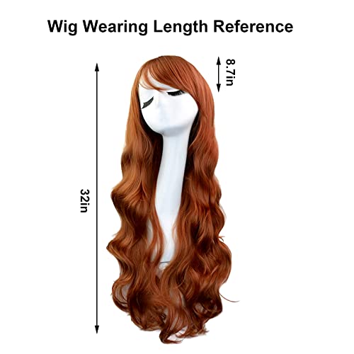 Rbenxia Curly Cosplay Wig Long Hair Heat Resistant Spiral Costume Wigs Anime Fashion Wavy Curly Cosplay Daily Party Brown 32" 80Cm #TOP2