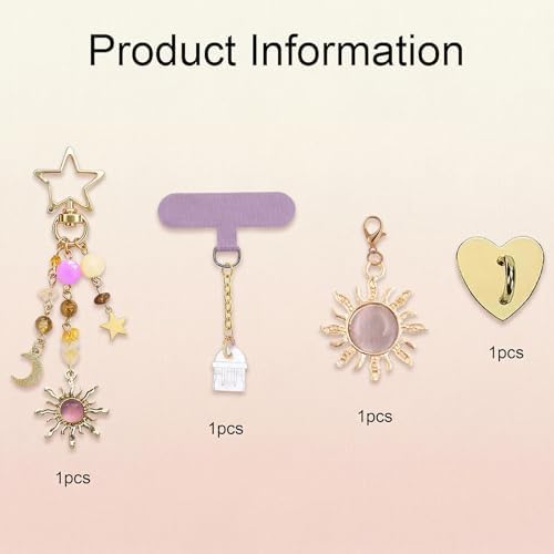 MemeChic Sun Moon Keychain, Colorful Star Beads & Gemstone Charms,Y2K Purse Charm for Women/Men, Handbag/Backpack, Kindle/E-Reader/Phone for Book Lovers (Purple) - 4