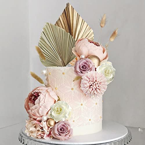 32 Pcs Boho Cake Topper Flower Palm Leaves Cake Decorations For Bohemian Wedding Baby Shower Birthday Party Supplies #TOP6