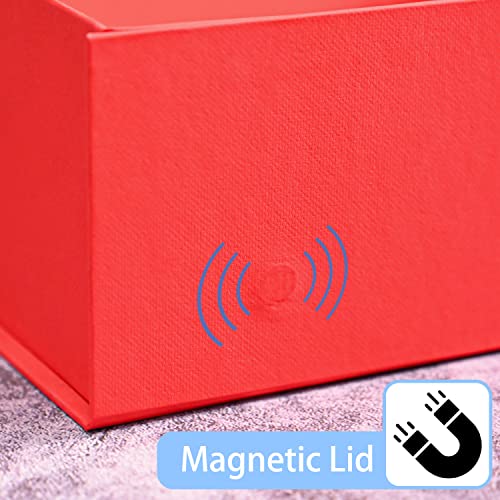 Image of LIFELUM Christmas Boxes 2 Pack 13.85 x 8.35 x 4.45 inch Large Gift Boxes with Magnetic Lids for Presents Red Gift Boxes Valentine's Gift Box Contains Card, Ribbon, Shredded Paper Filler