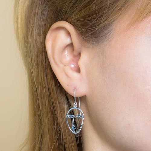 Boma Jewelry Sterling Silver Picasso Artist Face Hanging Dangle Earrings2