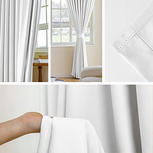 Mumfas Sunblock Pinch Pleat Curtain, Thermal Insulated Room Darkening Drape, Polyester Window Treatment For Bedroom Patio,Easy Hanging Via Hooks 72 Inch Wide By 84 Inch Long, 1 Panel Pure White #TOP4