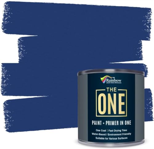 THE ONE All-In-One Paint & Primer - Blue Satin, 84.5 Fl Oz/2.5 Liter | 1 Coat Formula | Easy Indoor & Outdoor Decorating for Home & Garden Walls, Floors & Furniture | Water-Based & Low VOC