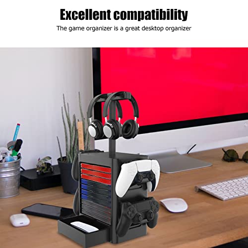 Rack de torre de armazenamento, suporte de disco de jogo multifuncional estrutura firme material ABS