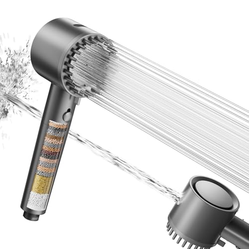Cobbe Filter Shower Head, High Pressure Hard Water Shower Head with 20 Stage Filter, 5 Spray Mode Powerful Built-in Power Wash for Remove Chlorine - Reduces Dry Itchy Skin, Grey