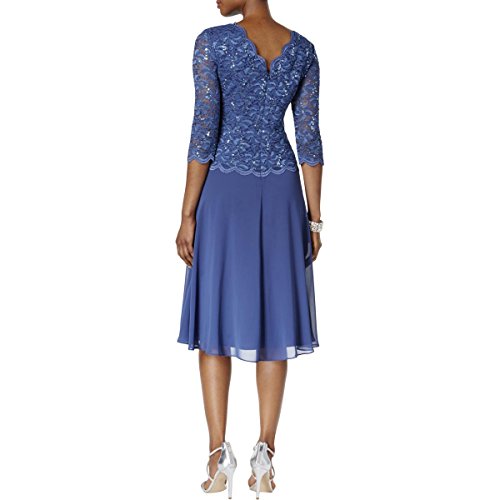 Alex Evenings Women's Tea Length Sequin Mock Dress (Petite And Regular Sizes), Wedgewood, 14 #TOP1