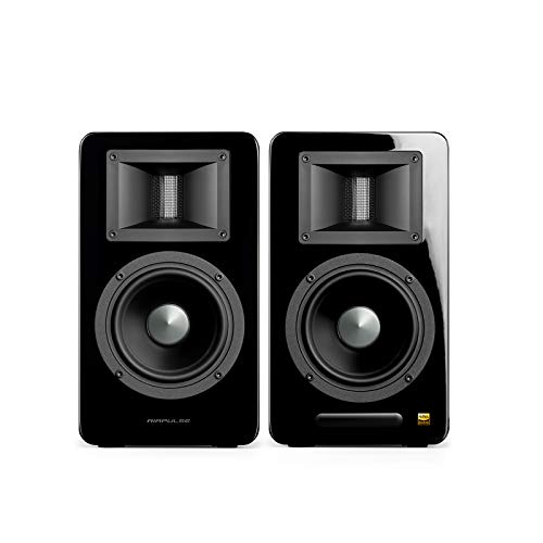 Image of Airpulse A100 Hi-Res Audio Certified Active Speaker System Built-in Amplifier Optical, Bluetooth 4.1 aptX, RCA, AUX, and USB Inputs - Pair Black