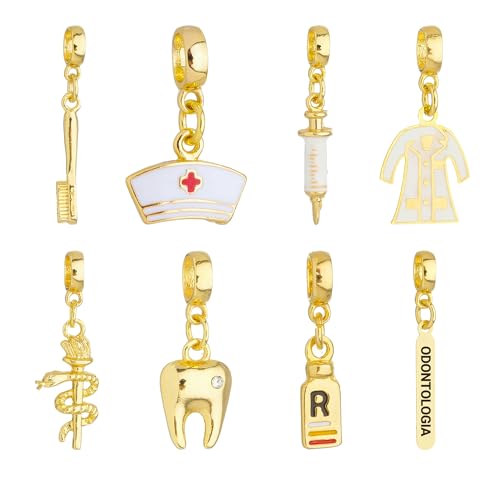 Pingentes Berloques Odontologia Dentista Odonto Banhado a Ouro 18k (Escolha a pe&ccedil;a)