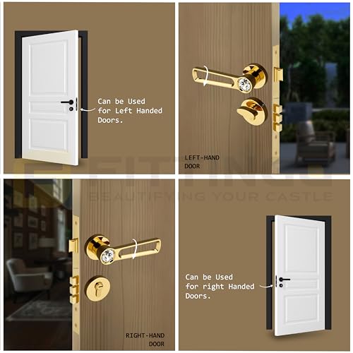 Image of Nice Mortise Door Handle Lock Set /Premium Zinc Alloy Door Handle with Locks /Heavy-Duty Main Door Handle with Lock for Home, Office & Hotel Doors - 3 Years Warranty (PVD Gold)