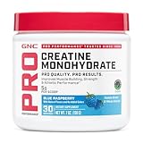 GNC Pro Performance Creatine Monohydrate Powder for Women & Men, 5g Creatine Per Serving, Muscle Building, Energy Production, Endurance, Performance, Blue Raspberry, 50 Servings