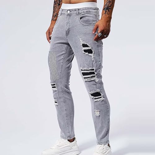 Stretchy Jeans Pants for Men Casual Slim Fit Ripped Distressed Tapered Y2k Pants Jeans Travel Hip Hop Vintage Clothes2