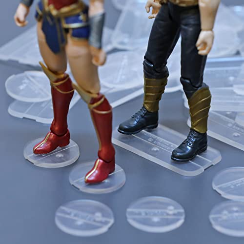 28Pcs Action Figure Display Stand 6Inch With Peg, Figures Toy Organizer Support Stands, Clear Figure Holder Base Accessories, Compatible With Mavel Legends Series/Gijeo Classified Series/D C/Mo Tu Models 1/12 Figures, Mix Square & Round #TOP5