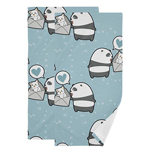 Toallas de mano decorativas para el cuarto de baño – Toalla de algodón Kawaii Panda Cat Juego de...