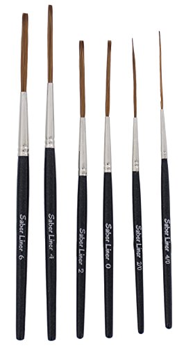Andrew Mack Brush AMVD-SL-Set Von Dago Saber Liner Set of 6 Pinstriping Brushes Sizes 4/0-6