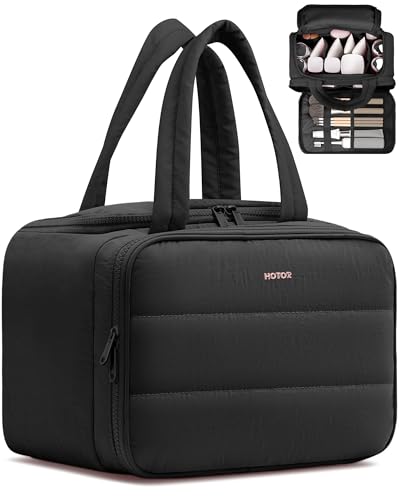 HOTOR Travel Toiletry Bag - Wide-Open Toiletry Bag for Women, Multi-Pocket Makeup Bag for Travel Essentials, Wet & Dry Separation Travel Accessories for Trip, Gym, 11.4