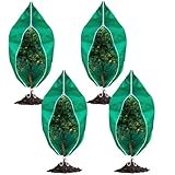 植物カバー凍結保護、4パックジッパー巾着植物カバー、2025 新しい再利用可能な霜保護ブランケット屋外植物用、低木、樹木、鉢植え植物用冬の寒冷地カバー