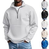 Mens Quarter Zip Sweatshirt Waffle Knit Sweater with Pocket Big and Tall Thermal Waffle Long Sleeve Henley Shirts Relaxed Fit Fleece Half Zip Pullover Cotton Polo Sweater Corduroy Shirt
