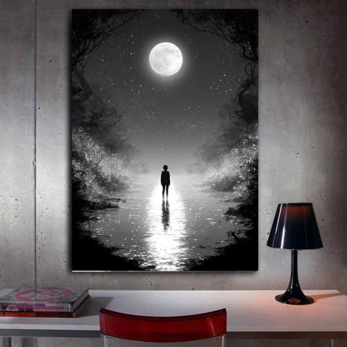 Toile silhouette des forêts lunaires grand format pour habiller un mur vide sans effort