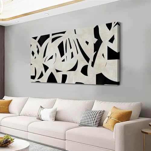 Image of Geometric Wall Art Mid Century Modern Decor Black and White Pictures for Walls Canvas Photo Poster for Living Room Home Dining Room 24x48 Inch