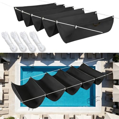 Voile d'ombrage anti-chaleur rétractable wave contre soleil et pluie