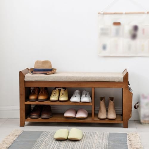 Banc à chaussures 2 niveaux gain de place avec tiroir secret