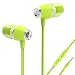 UiiSii U5 Earbuds with Microphone and Volume Control Music Headphones with Tangle Free Flat cable (Green)