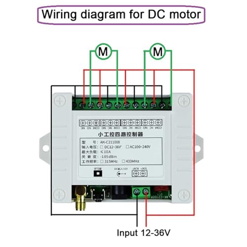 Interrupteur télécommandé porte de garage et éclairage extérieur sans fil 433 MHz DC 12V-36V