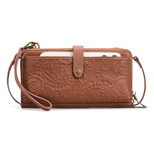 befen Genuine Leather Cross Body Bags for Women Small Shoulder Bags Women Brown Cross Body Phone Bag with Multiple Pockets