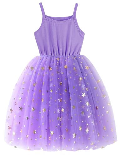 Image of GSVIBK Baby Girls Tutu Dress Sleeveless Toddler Cotton Tulle Skirt Princess Party Prom Dresses