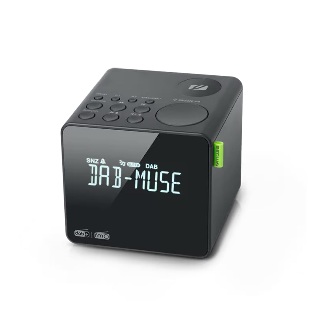 Muse Radio Reloj Dab+ FM PLL, Alarma Dual - (M-187 CDB) Pantalla LCD, Reloj, Alarma, zumbador, repetición, función de sueño, Antena, Entrada Auxiliar, batería de Reserva, Gris Oscuro