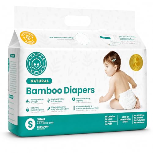 Product Image of the Little Toes Patented Natural Disposable Viscose Diapers ǀ Day and Overnight...