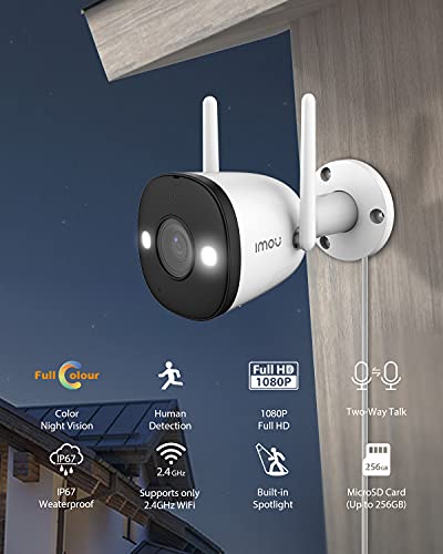 Imou Security Camera Outdoor Color Night Vision With Spotlight & Siren, 2.4G Wifi Camera Ip67 For Home Security, 1080P With Human Detection, 2-Way Audio, Ethernet Port And Sd Card Slot, Bullet 2 #TOP1