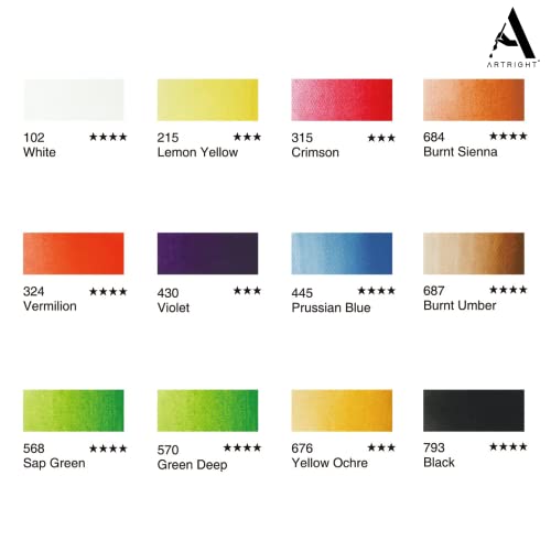 Image of 12 x 25ml Gouache Paint Set with Free Paintbrush - Acid-Free, Non-Toxic Multicolored Artists' Gouache Colors for Painting and Mixed Media