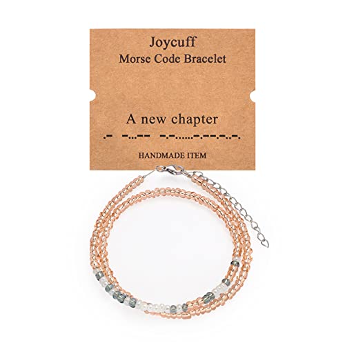 Happy Retirement Gifts for Women Mom Wife Friends Coworkers Funny Graduation Back To School Morse Code Bracelets for Girls Daughter Niece Bohemis Gift Inspirational Jewelry A New Chapter