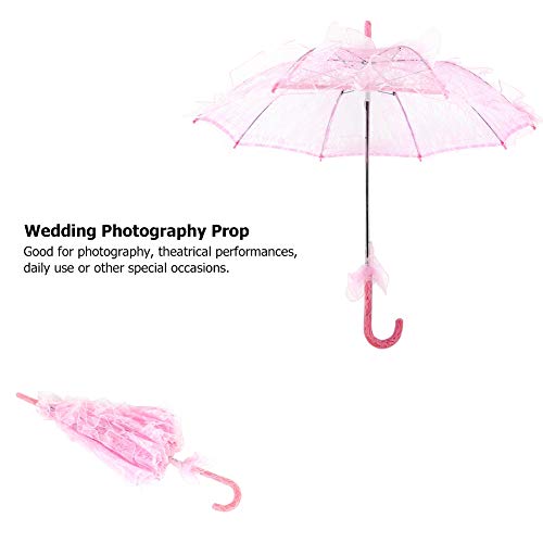 Zyyini Lace Umbrella, Bridal Lace Parasol Lace Umbrella, Hand Made Bridesmaid Girls Embroidered Umbrella For Wedding Parties Dancing Photography Props(Pink) #TOP6