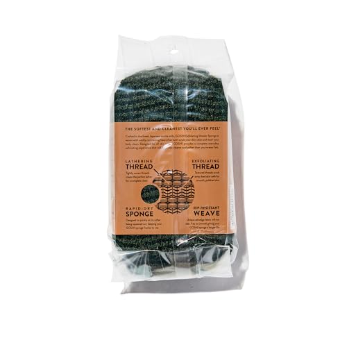 Image of Goshi Exfoliating Shower Sponge- Moss Green, Rapid-Drying, Rip Resistant