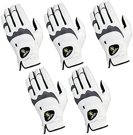 HIRZLTrust Hybrid - Women’s All-Weather Golf Glove | Kangaroo Leather | Ultimate Grip & Ergonomic Fit | White/Black (Pack of 5)