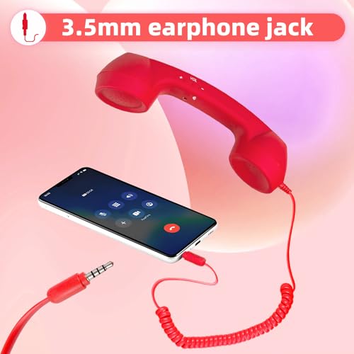 Auricular retro Flylin rojo con cable jack 3,5 mm para smartphone 4
