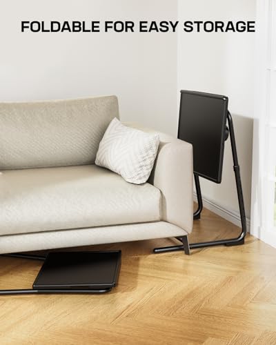 Image of LORYERGO TV Tray - TV Table for Eating, Folding Table Trays with 6 Height & 3 Tilt Angle, TV Tray Table with Cup Holder, Dinner Tray for Eating or Working on Couch, Bed, Living Room, Home & Office